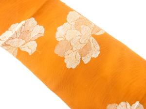 紗　牡丹模様織り出し　袋帯